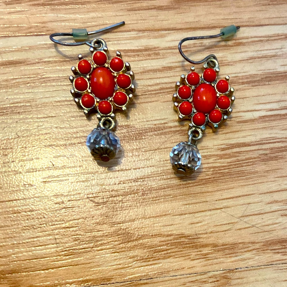 Vintage red gems earings